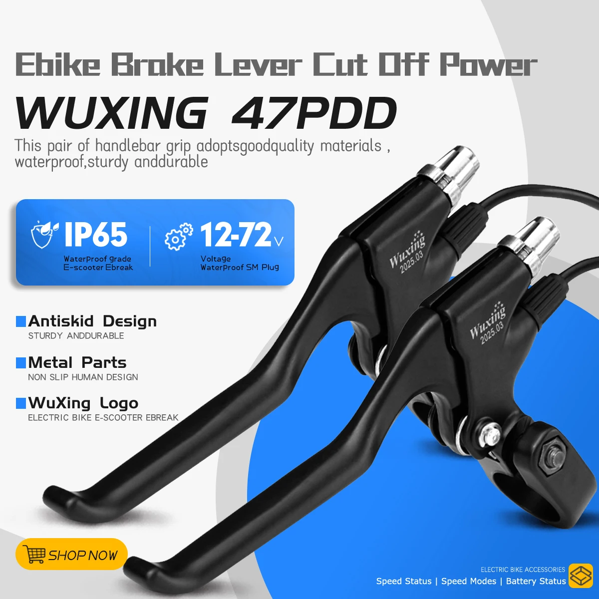 

Рычаг тормоза WUXING 47PDD для электровелосипеда, с функцией отключения питания, водонепроницаемый, с разъемом SM, для аксессуаров электровелосипедов и скутеров