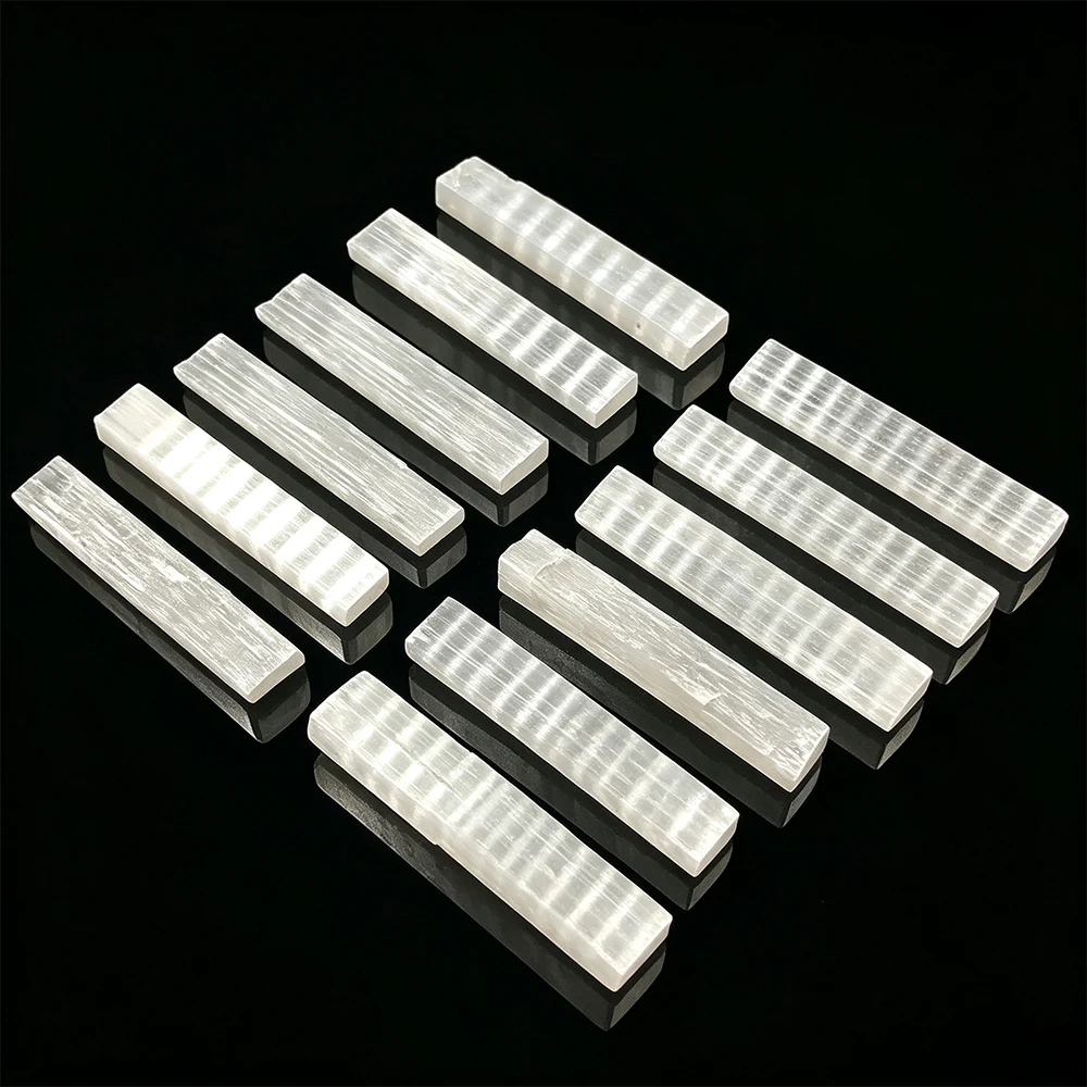 Natural Selenite Stick Raw Gypsum Bar Selenite Plate Crystal Mineral Quartz Stone Witchcraft Home Decoration Decorative Stone