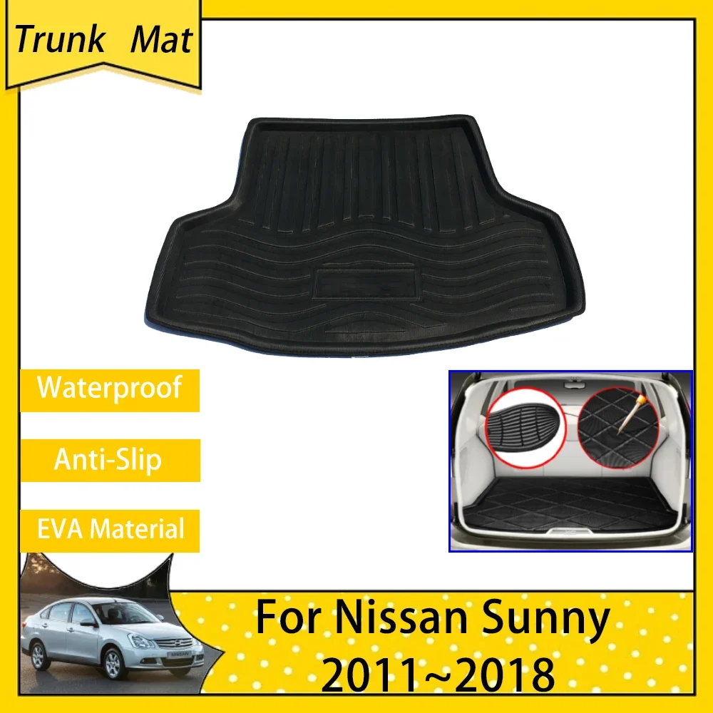 for Nissan Almera Sunny  Latio Versa N17 2011~2019 Car Trunk Mats Rear Cargo Boot Tray Waterproof Protective Carpet Accessories