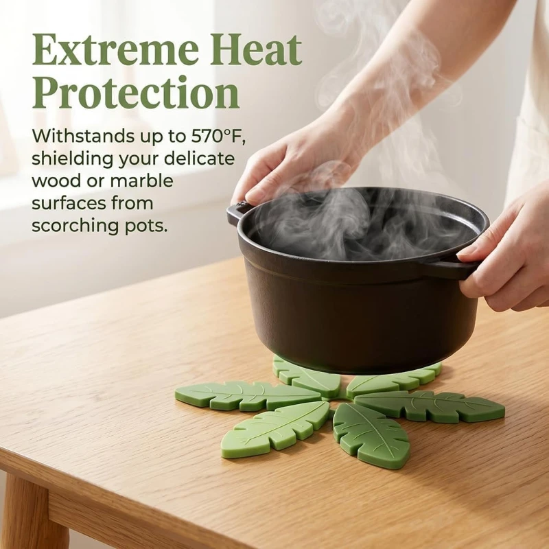 5PCS Christmas Tree Silicone Trivets – Heatproof Non-Slip Pot Holders for Hot Dishes, Pans & Countertops, Holiday Decor