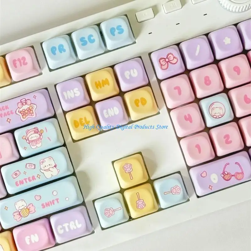 

U2JE PBT Keycap Set 131Keys Candy Bear Theme MOA Height Keycaps For Mechanical Keypad