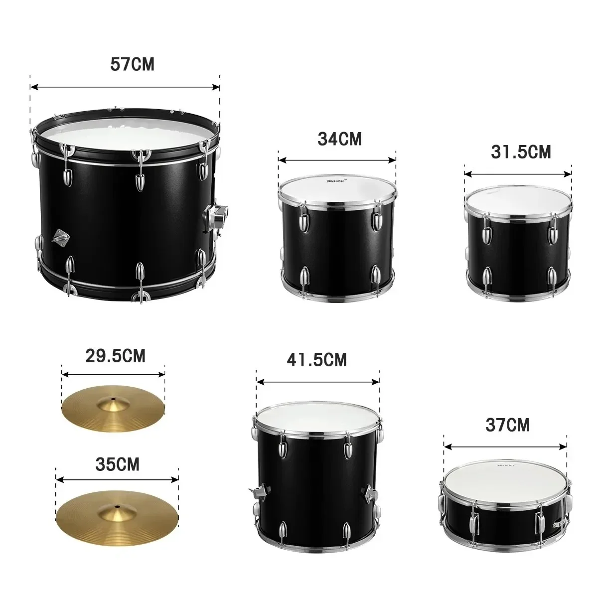 Adult Full-size 5-piece Set of Percussion Instrument 9-layer Poplar Shell Material Drum Kit