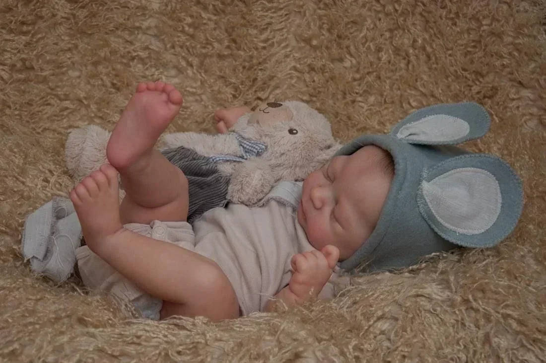 48CM Timothy Reborn Baby Doll Newborn Sleeping Baby Genesis Hand Painted Doll with Visible Veins Collectible Art Doll