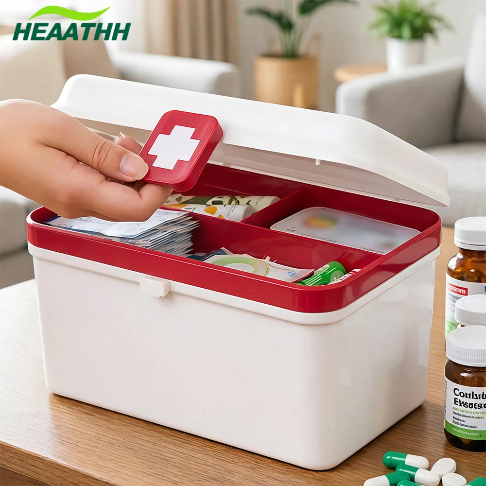 

1PCS Medical Box,First Aid Kit Storage, Emergency Supplies Organizer with Handle,Empty Medicine Box Home, Travel, Car, and Dorms