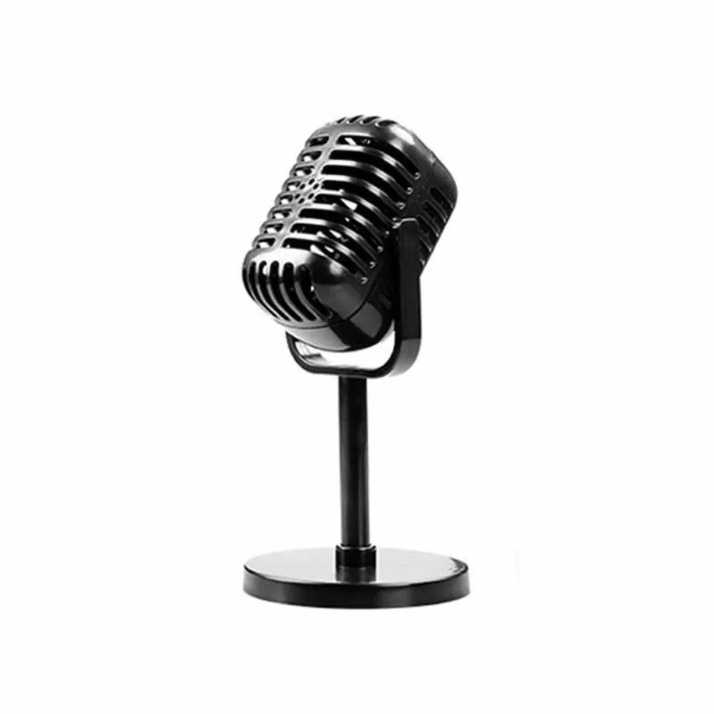 Classic Retro Microphone Props Plastic Vintage Simulation Microphone Miniature Fake Microphone Model Live Performance