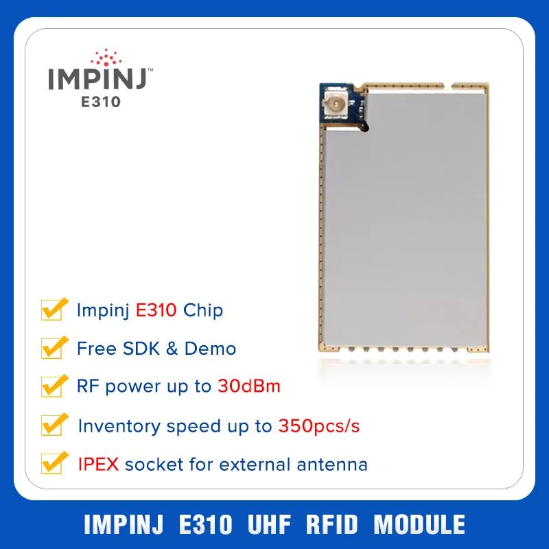 Small Size 30dbm 1 Port 0-20m EPC GEN2 860-960mhz Long Range RFID UHF Module with IMPINJ E310 510 710 Chip