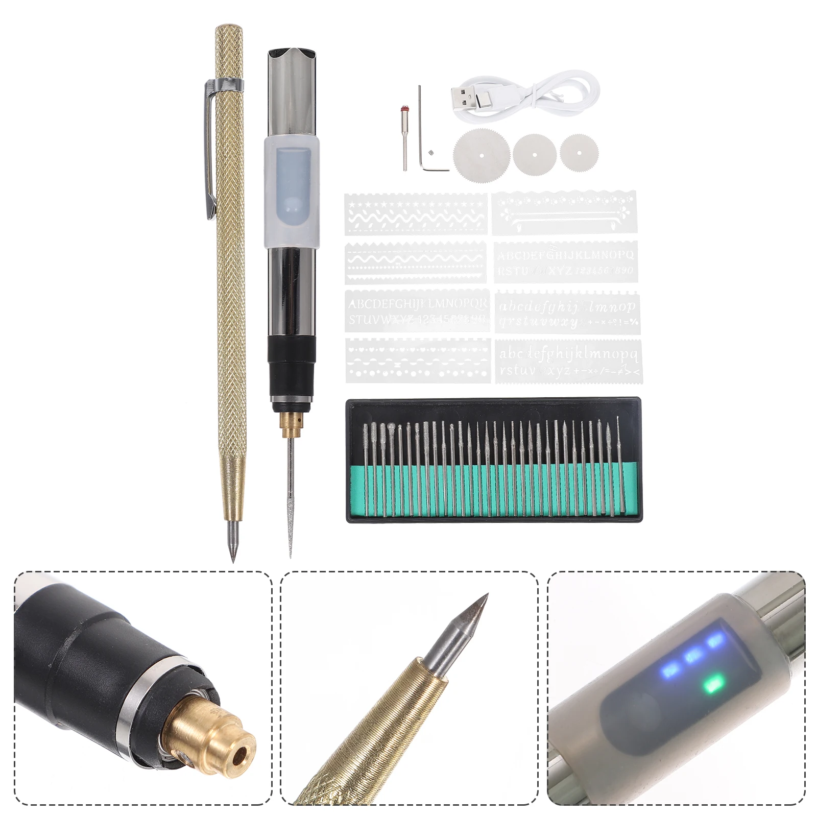 

Electric Grinding Pen 3 Speeds ABS Steel Copper Glass Etching Kit Portable Engraving Wood Metal Jewellery Craft