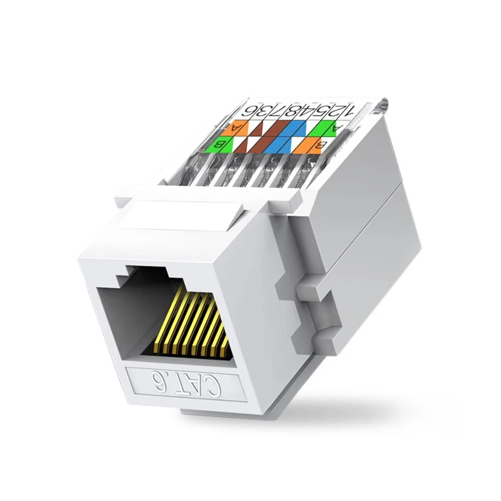Cat6 Tool-Less RJ45 Keystone Jack Ethernet Module Connector Compatible with Cat5 Cat5e LAN Cable Wall Socket Network Adapter view 2