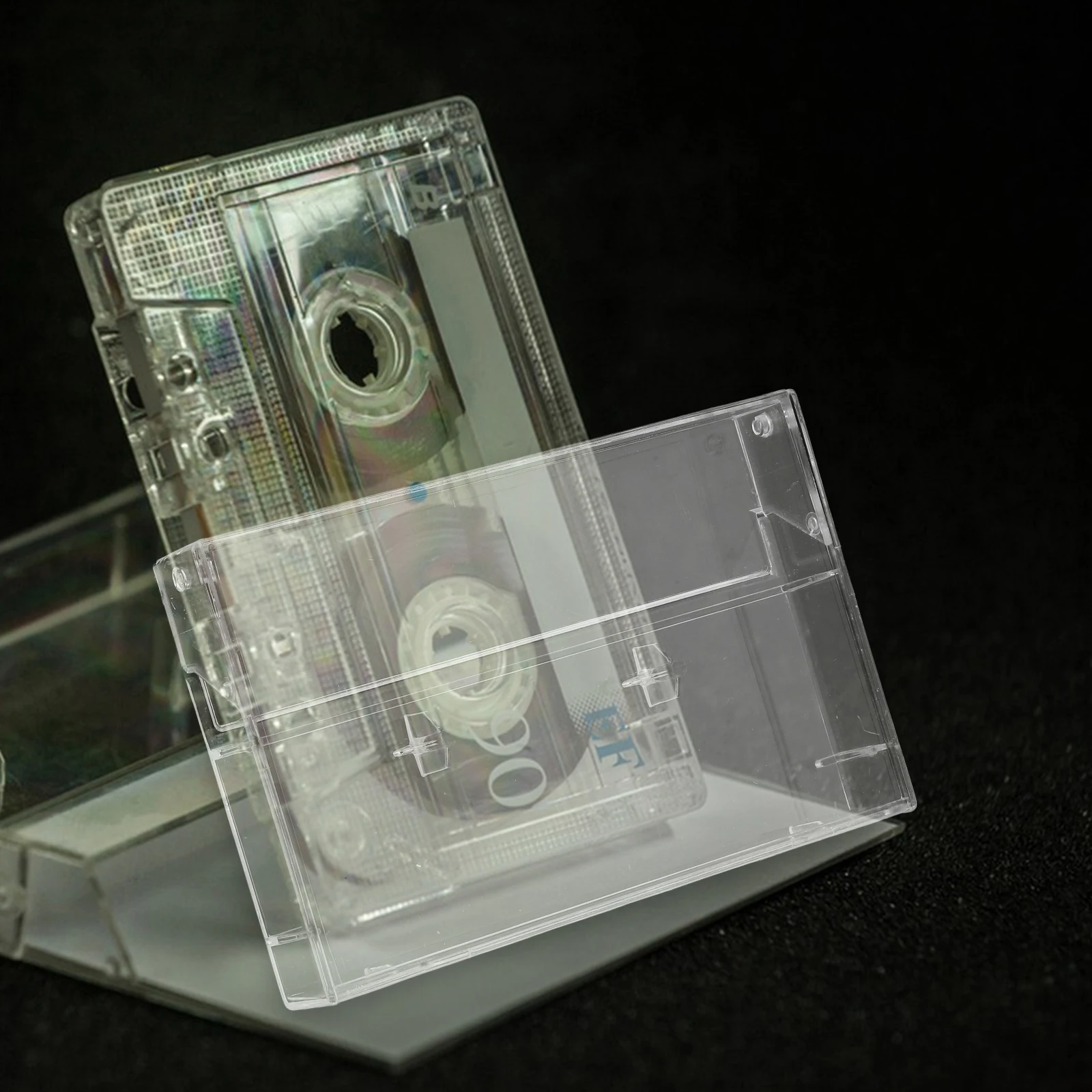 

2 pcs Clear Cassette Tape Storage Box Transparent Organizer Protective Holder Vintage Recordable Audio Tapes Home Office Use