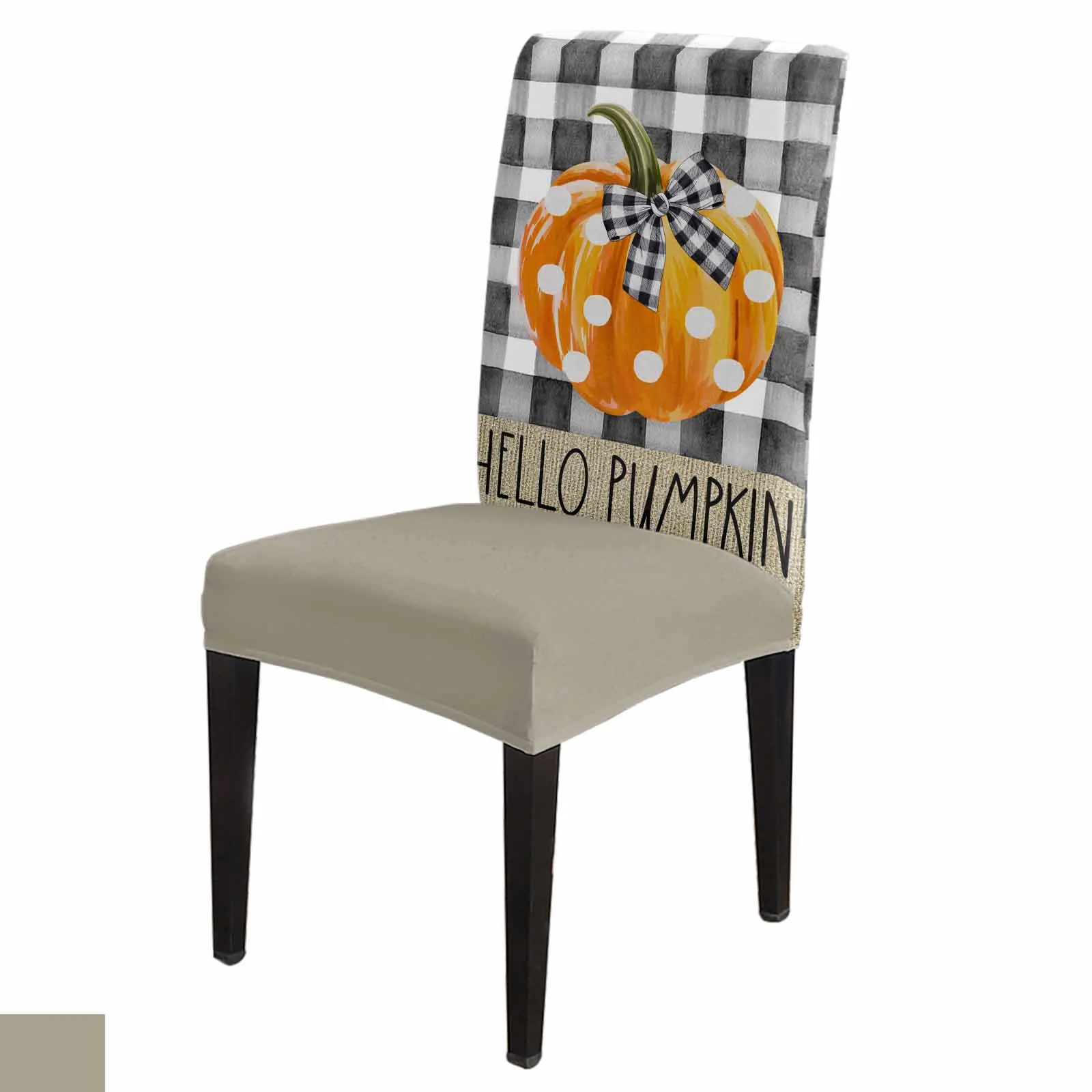 

Vintage Black White Check HELLO Spandex Chair Cover Office Banquet Chair Protector Cover Stretch Chair Cover for Dining Room