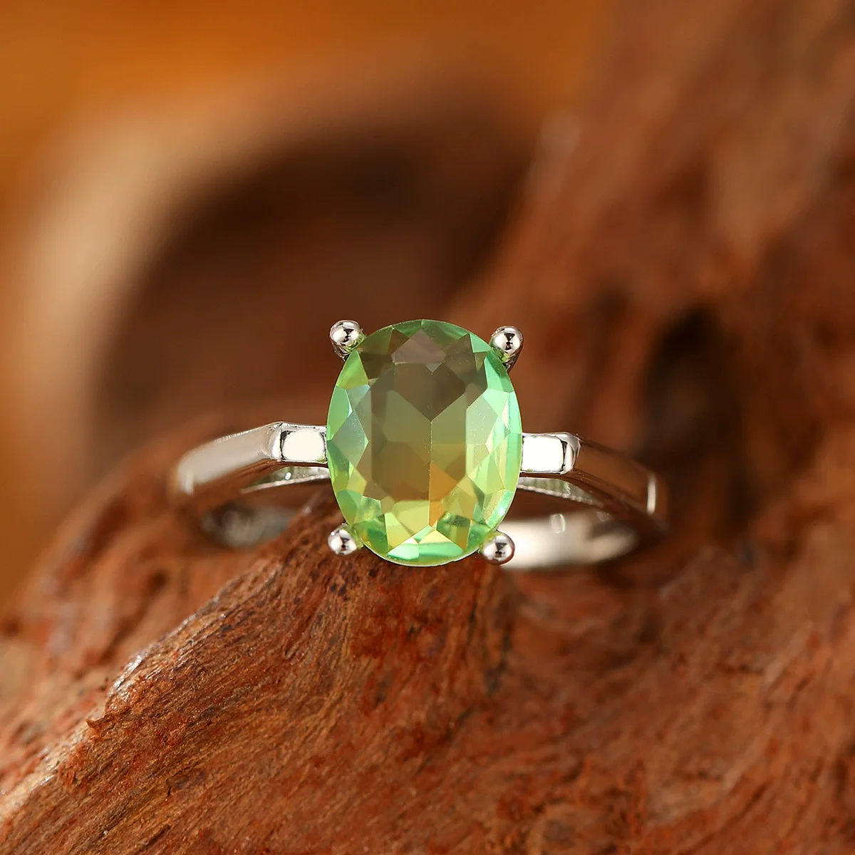 

Lady 925 Sterling Silver Wedding Ring Gradient Colored Tourmaline Crystal Cz Engagement Wedding Band Ring for Women Jewelry