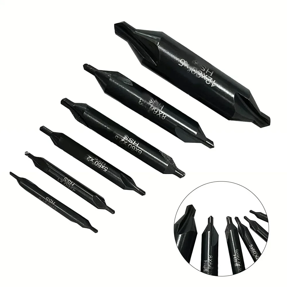 6pcs HSS Center Drill Lathe Combined Tool Bit Countersink Tackle Center Spotting Drill Mill 60 Degree Angle Hole Cutter