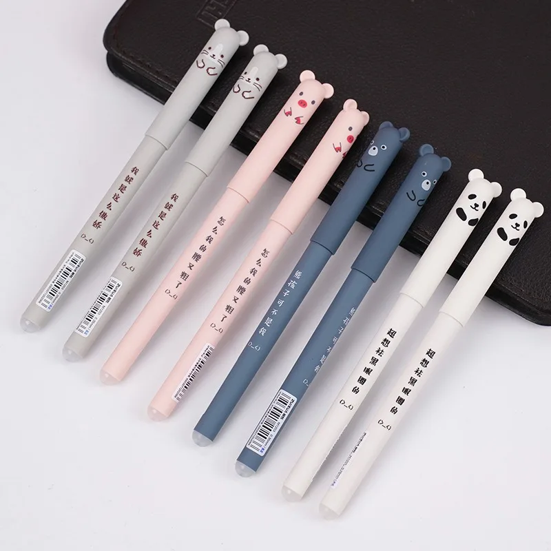 8pcs Animals Panda Erasable Gel Pen 0.5mm Blue Black Erasable Pen Refills  Office Accessories School Supplies Stationery image 5