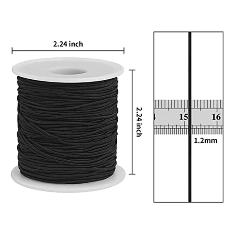 A21R-حبل مرن من القماش 1.2 مم إجمالي 109 ياردة لصنع الأساور لصنع المجوهرات والقلائد والديكور