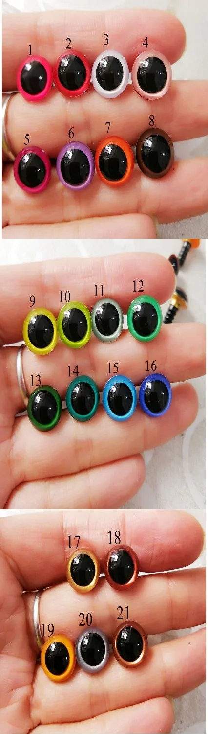 100pcs-- 6/8/9/10/12//14/13/15/16/18/20/22/24mm handcraft paint plastic round toy safety eyes& white hard washer doll findings