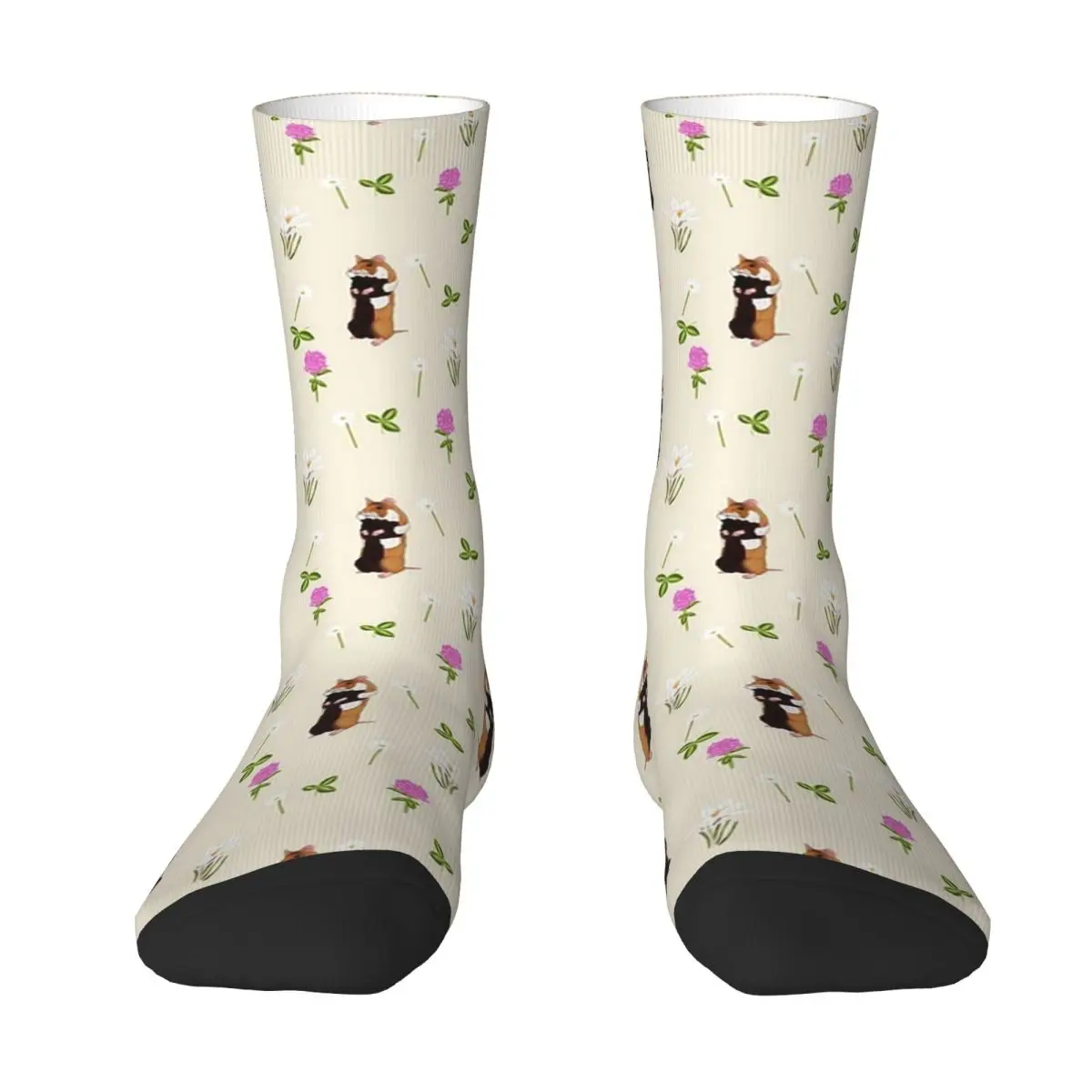 European Hamster In A Flower Filled Meadow Socks Harajuku Stockings All Season Long Socks for Man's Woman's Birthday Present