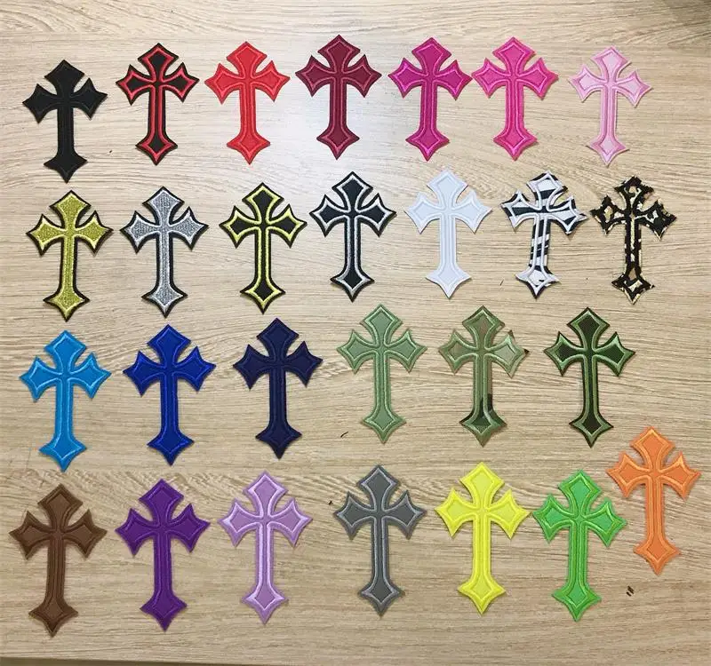 1 Pcs Embroidery Cross Patches Popular Embroidered Clothing Hat Bag Shoe Repair Material Phone Gift Box Decor DIY Accessory