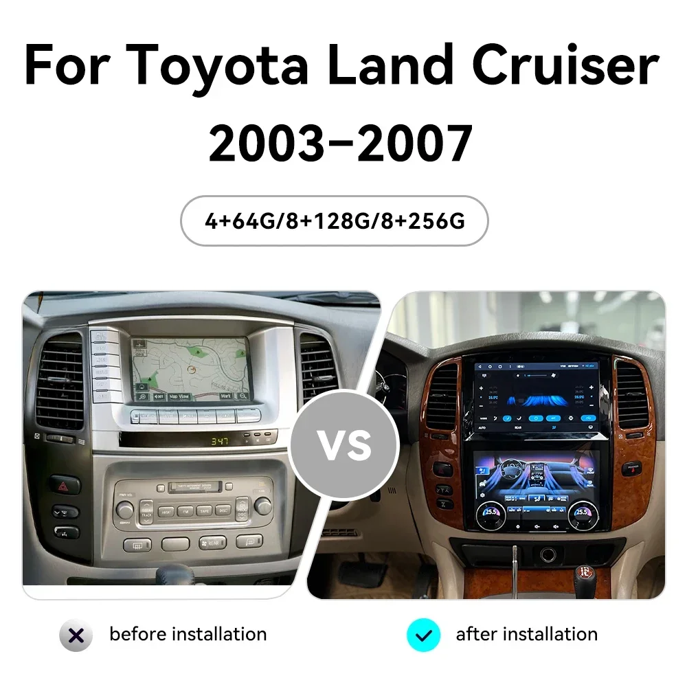 Android 13 For Toyota Land Cruiser 100 LC100 Lexus LX470 2003-2007 Car Radio Multimedia Video Player Carplay Auto GPS Navigation
