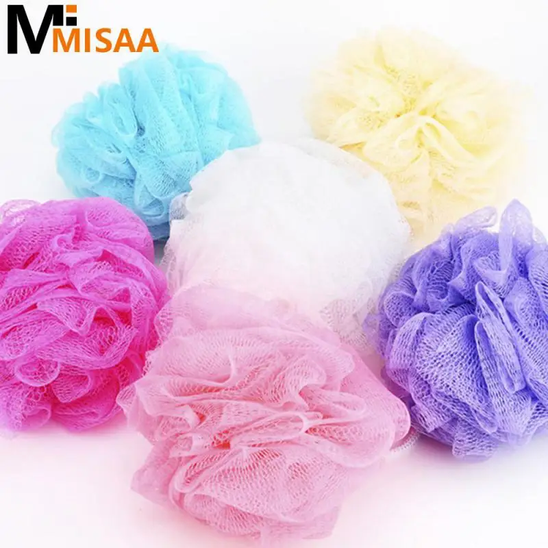 Nylon Scrubber Loofah Mesh Net Ball Cleaning Bath Mini Soft Body Bubbles Sponge Bath Ball Sponge Multi-color Shower Flower