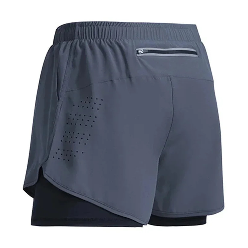 Pantaloncini da corsa da uomo quick-dry Fitness pantaloncini a due piani traspiranti pantaloncini da allenamento per palestre da uomo pantaloncini