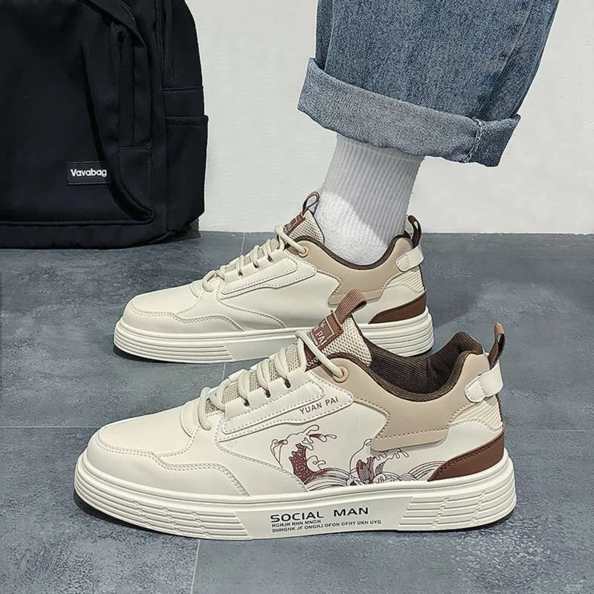 

Men's Breathable Skateboarding Sneakers - White Mesh Sports Board Shoes Non-Slip Lightweight Running Casual Footwear for Men