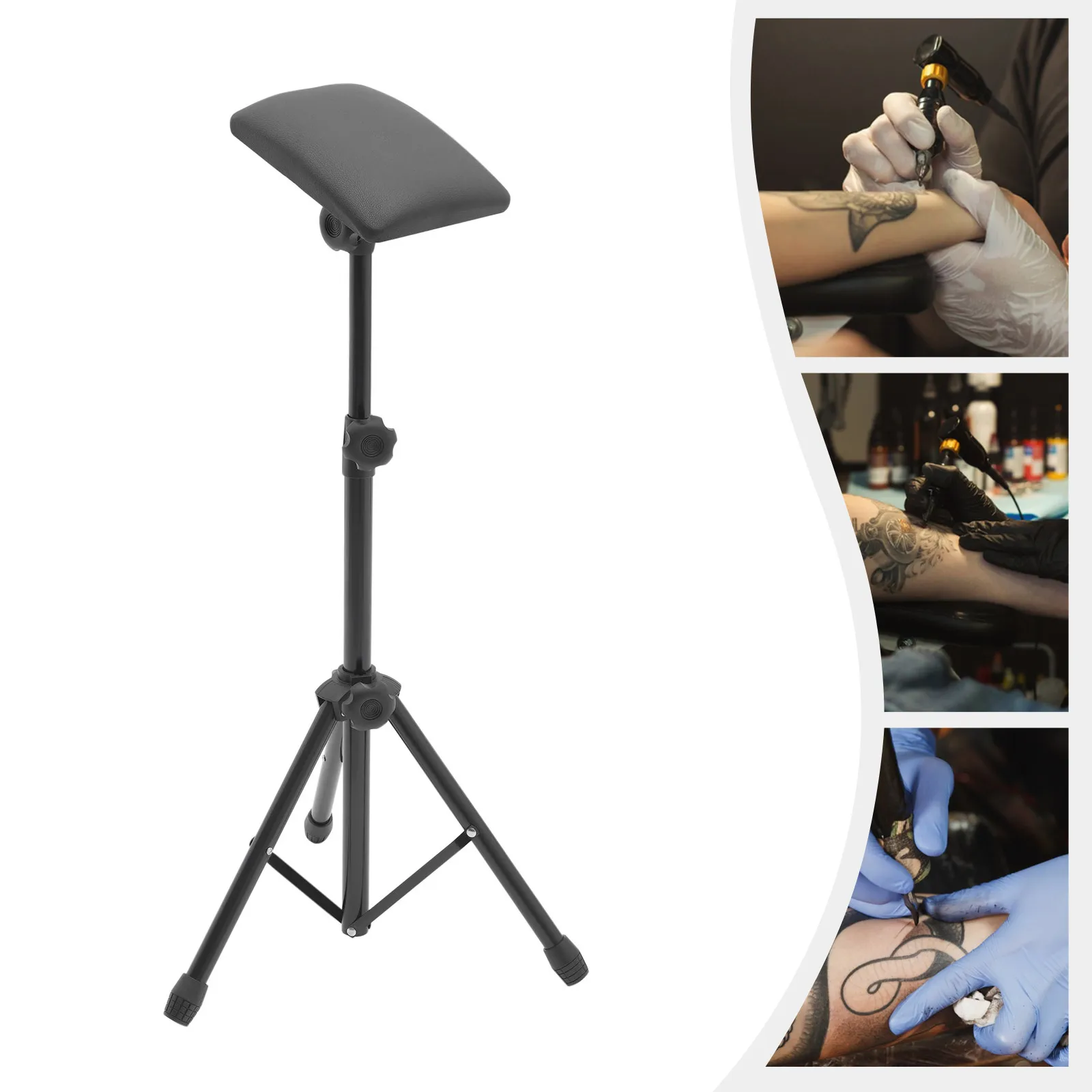 Reposabrazos portátil para tatuaje con soporte de trípode + almohadilla suave, altura ajustable 65-115cm, altura ajustable, cojín de reposabrazos