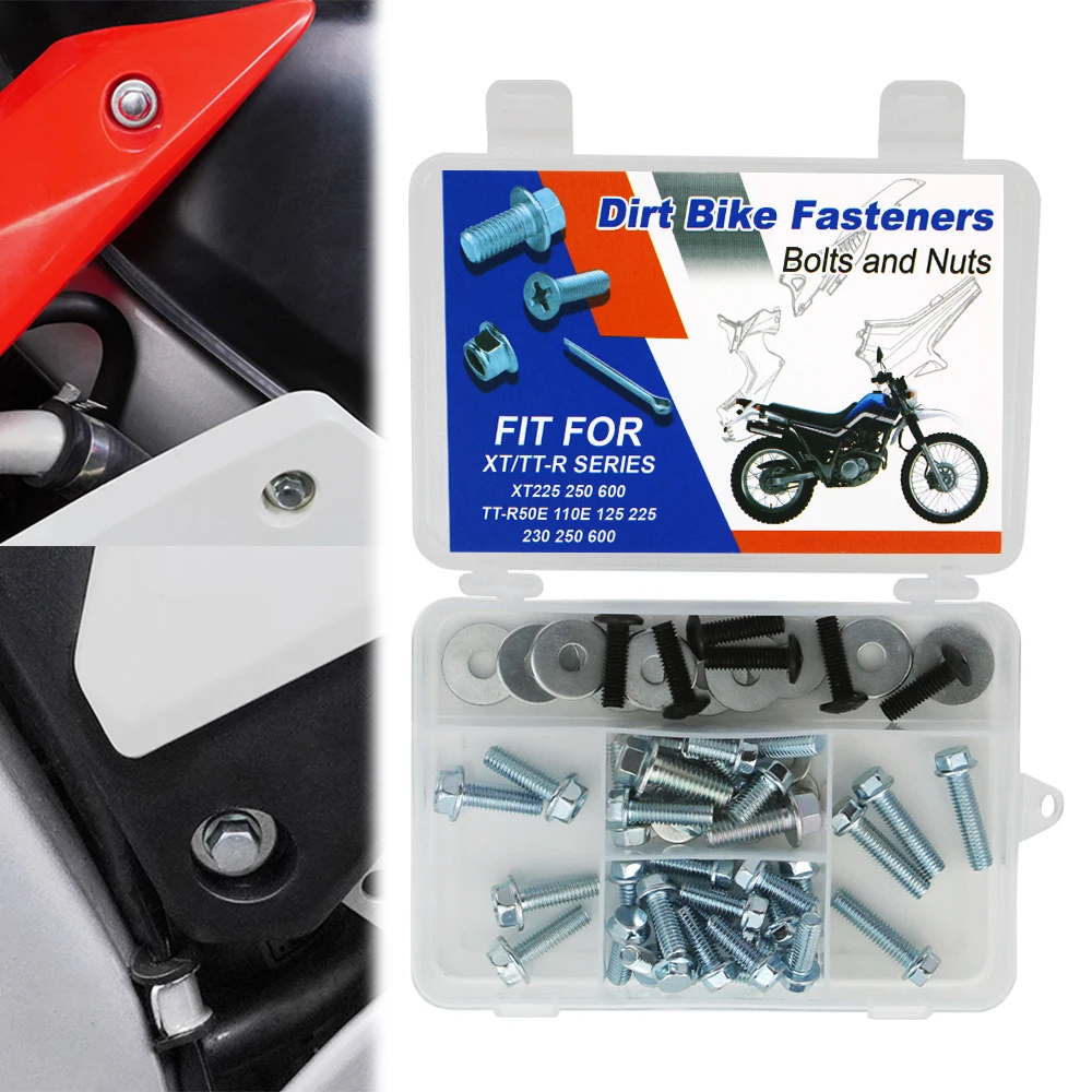 

60PCS Motorcycle Fender Body Engine Plastic Frame Bolt Kit For Yamaha XT225 XT250 XT600 TT-R50E TT-R110E TT-R125/225/230/250/600