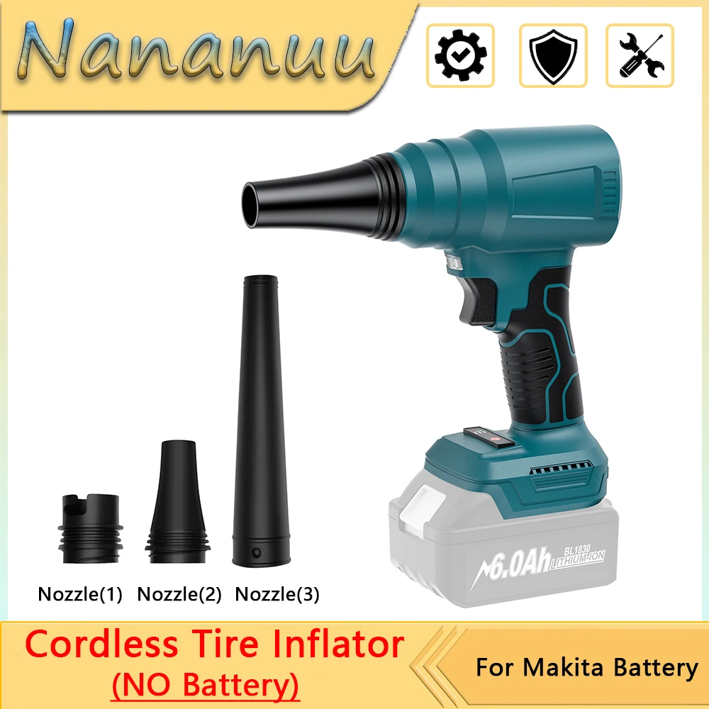 Nananuu Cordless Dust Blower Speed Handheld Portable Electric Hair Dryer Blower For Makita Tool Battery With three nozzles