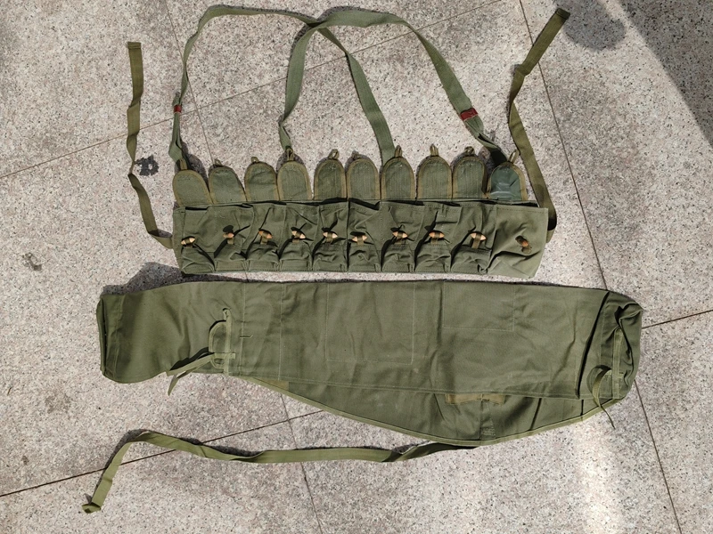 2 قطعة المقتنيات العسكرية الأصلية نوع الجيش الصيني 56 غطاء البندقية حزمة SKS الذخيرة الحقيبة الصدر تلاعب