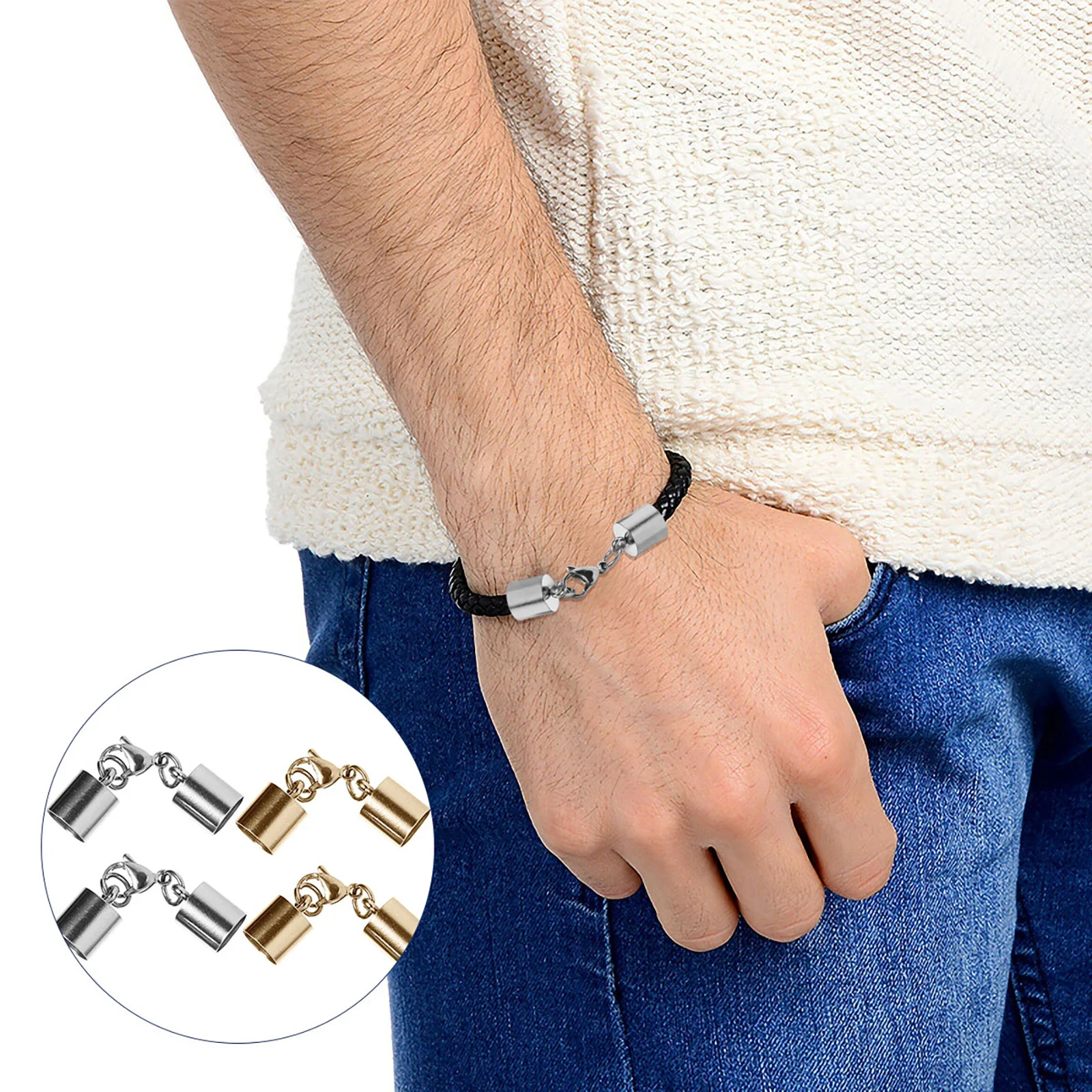 

Accessories Cord Buckle Jewelry Clasp Metal Connecting White Gold-plated Necklace