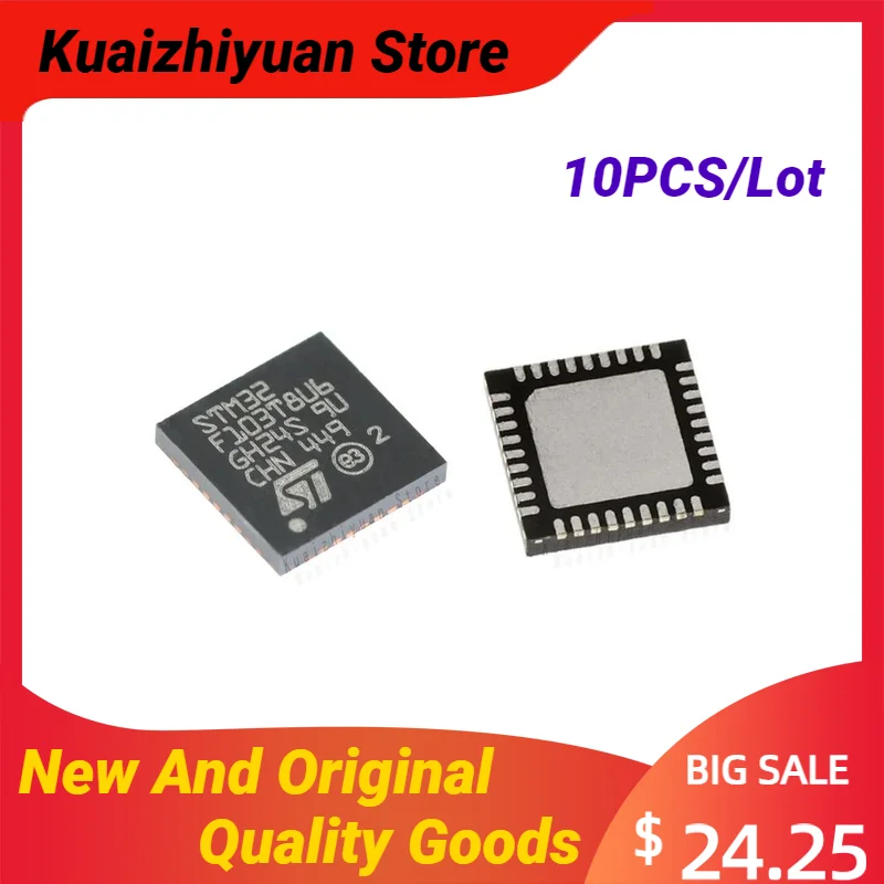 10PCS/Lot New And Original STM32F103T8U6 STM32F103T8U STM32F103T8 STM32F103T IC MCU Chip STM32 STM32F VFQFPN36 QFN36 Chipset