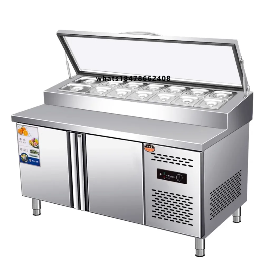 Commercial Display case Refrigerated Fresh-keeping Pizza Operating Table Slotted Salad Counter Refrigerator