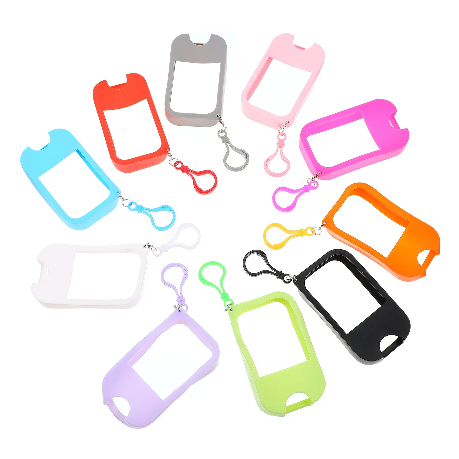 

10PCS Hand Bottle Cover Silicone Case Colorful Elastic Keychain Travel Containers Soap Lotion Spray Squeeze Liquid Bottles