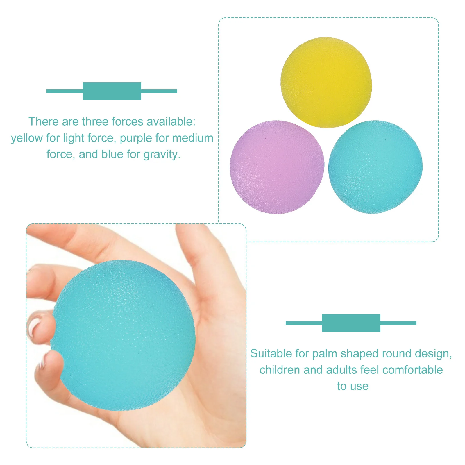 

3Pcs Hand Grip Strength Balls Stress Relief Therapy Forearm Finger Exercise Squeeze Stress Balls Grip Strengthen Ball