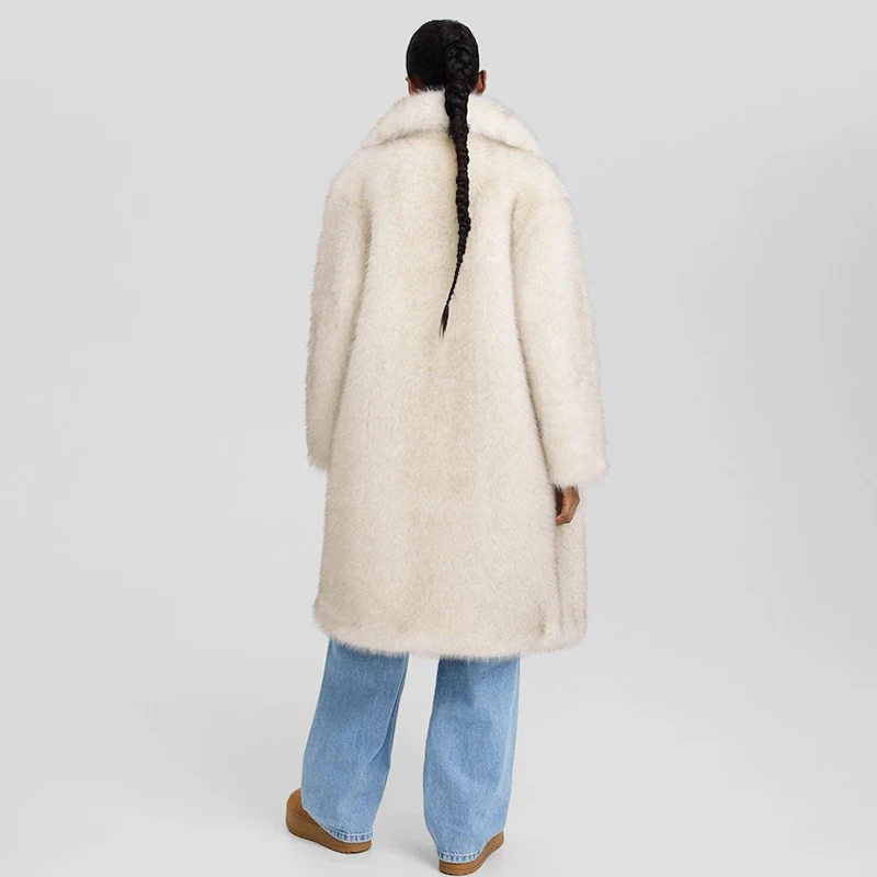 Neo Mint Slouchy Chic Gradient Long Eco Faux Fur Coat Women Winter Thick Warm Fluffy Fox Fur Jacket Brand Fashion Girls Overcoat