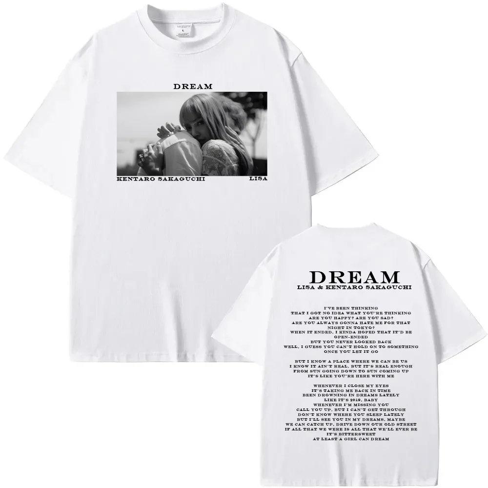 

LISA - DREAM подвиг. Футболка Kentaro Sakaguchi с коротким рукавом, летняя футболка из 100% хлопка с графическим принтом, футболка с круглым вырезом, одежда, топы