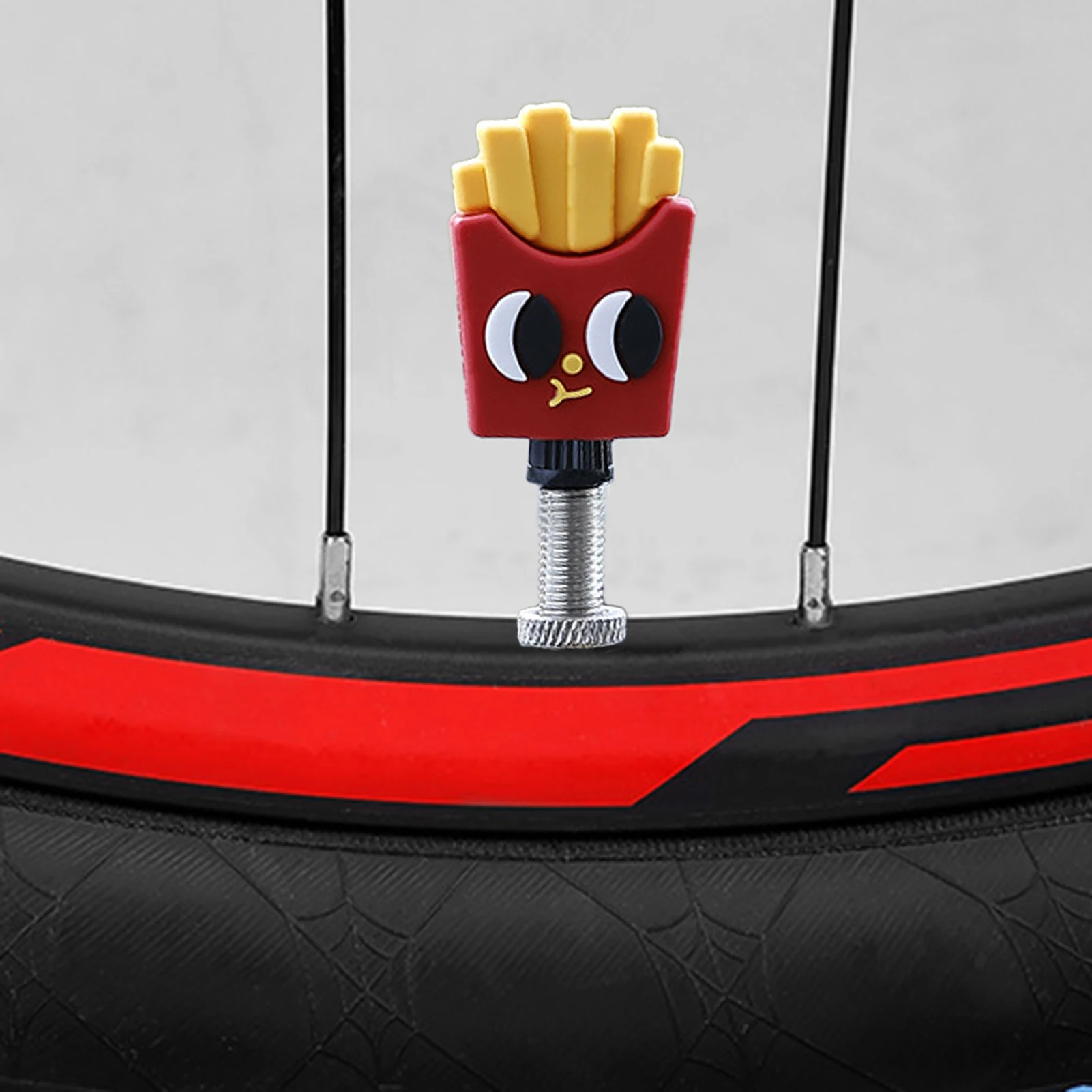 Silikon-Ventilkappen im Cartoon-Design, Fahrradreifen-Ventilabdeckungen, wasserdicht, staubdicht, für Rennrad, Mountainbike, Fahrradzubehör – Detail 2