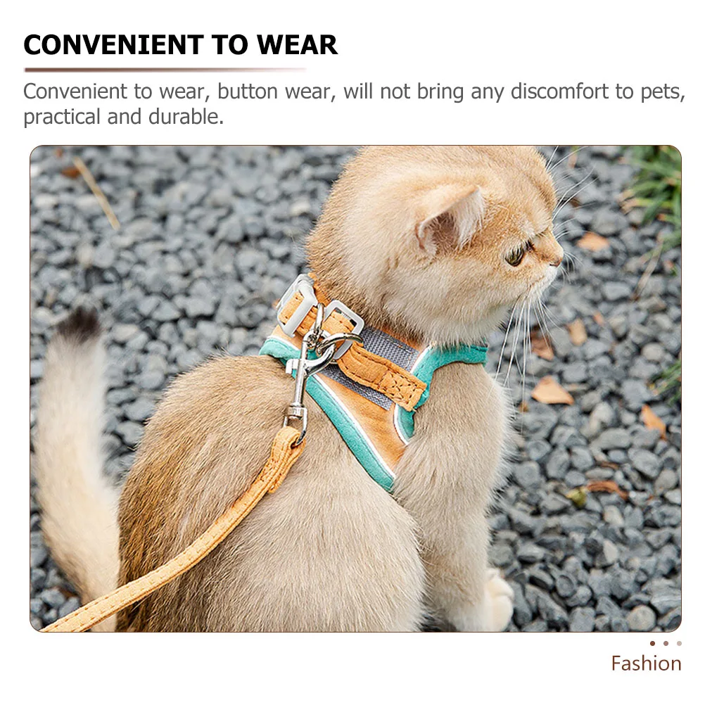 

1 set Cat Leash Weight Harness Breathable Walking Suede Portable Kitten Vest Traction Cat Pulling Rope Strap Pet Supplies