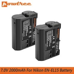 2000mah EN-EL15 EN-EL15a Batterie pour Nikon D7000 D7100 D7200, D850 D750 Nikon D7500 Batterie Dplaquing D500 D800 D610EN-EL15b Batterie