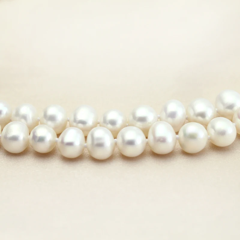 Real Freshwater Natural Double Pearl Necklaces For Women,White Round Pearl Necklace Engagement Gift