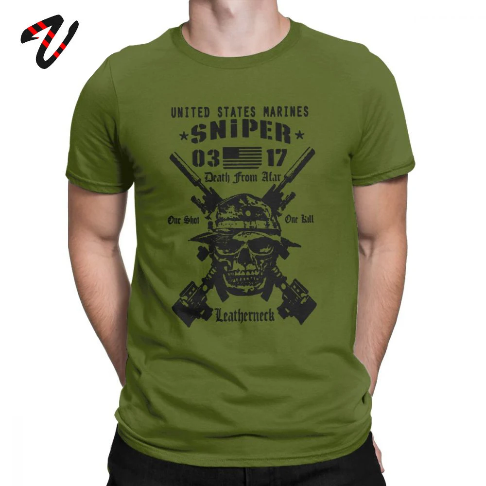 Adult Tops Men T Shirt USMC Scout Sniper Tee Shirt US Marines MOS 0317 Combat Arms Unique Short Sleeve Crew Neck Cotton T-Shirts