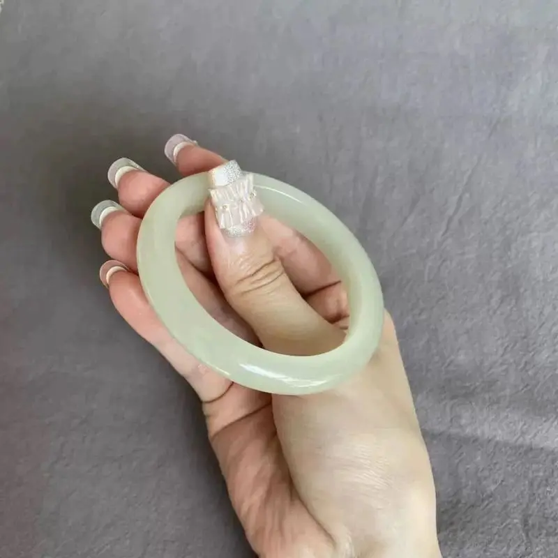 Hetian bracelet, green-white , clear water jade