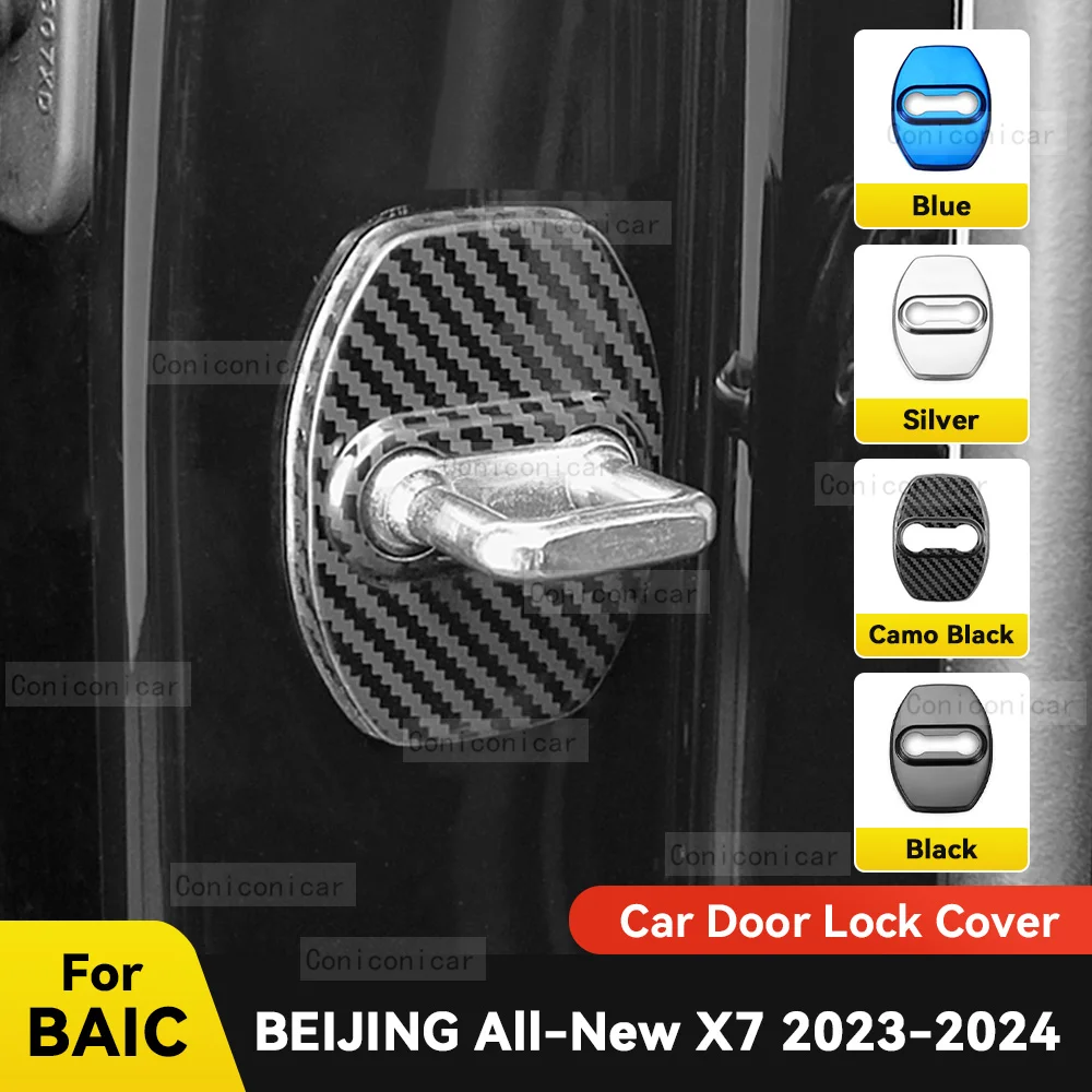 Car Door Lock Decoration Protection Cover Flags Emblem Stainless Steel Case For BAIC BEIJING All New X7 2023 2024 Accessories