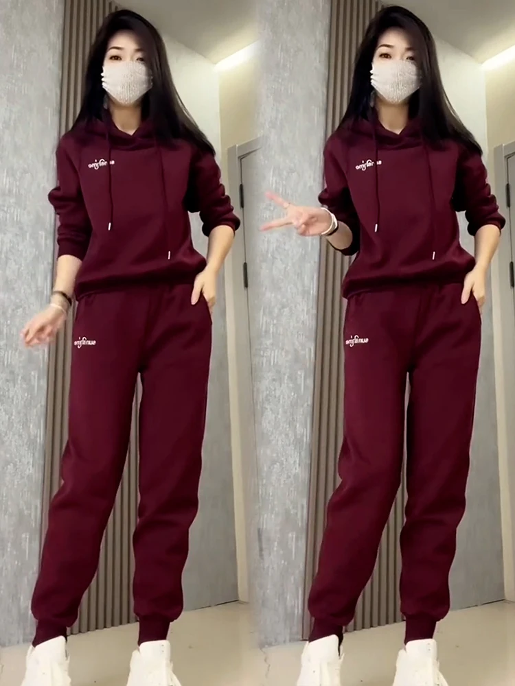 Angola Rode Casual Sportkleding Set Dames 2026 Lente Herfst Nieuwe Faion Mama Hoodie Tweedelige Set Comfortabele Lange Sve Co...