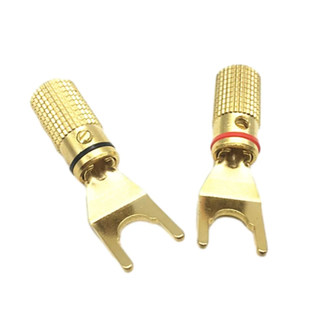 For Audio/Video Receiver Musical Sound Y Type Banana Plugs Connectors 24K Gold Plated HiFi Banana Audio Speaker Connector 4PCS