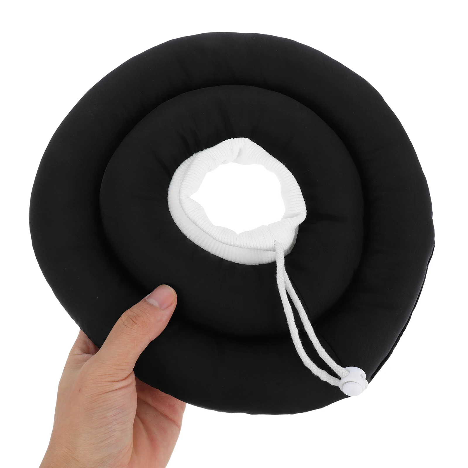 

Soft Dog Adjustable Pet Neck Donut for Wound Protection Prevent Licking Comfortable Long Lasting Easy Use Large Size Black White
