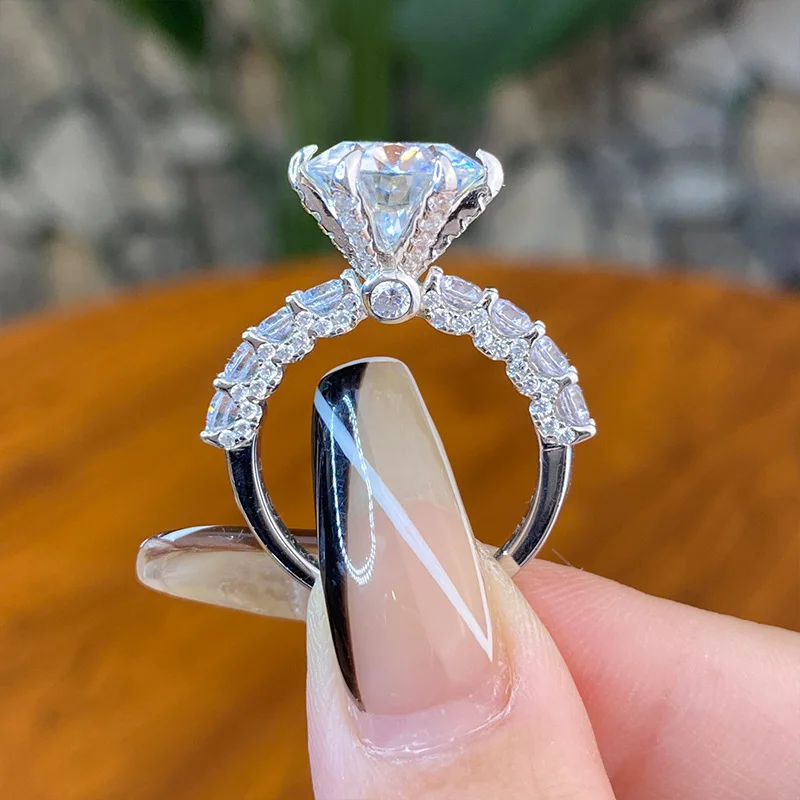 Imagem -06 - Moissanite Anéis para as Mulheres S925 Prata Esterlina Brilhante Moissanita Laboratório de Diamante Casamento Jóias Finas Gra Carat Carat d Cor