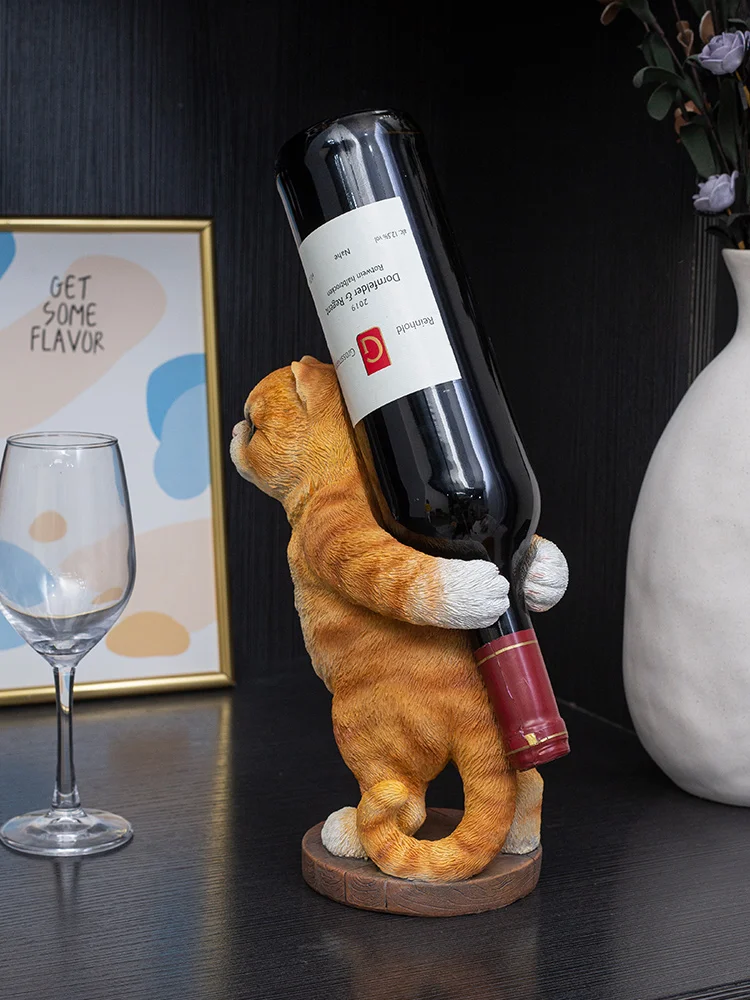 Europe Creative Red Wine Rack Wine Cabinet Decoration Figurines Restaurant Bar Cute Cat Wine Bottle Rack Housewarming Gift Craft