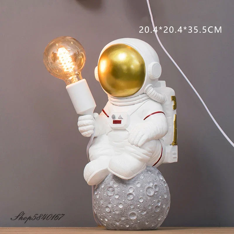 Imagem -03 - Luminária de Mesa Astronauta Moderna Abajur de Resina para Decoração Arte Decoração Quarto Criativa Sala de Estar Loft Espaço Homens Luz de Led