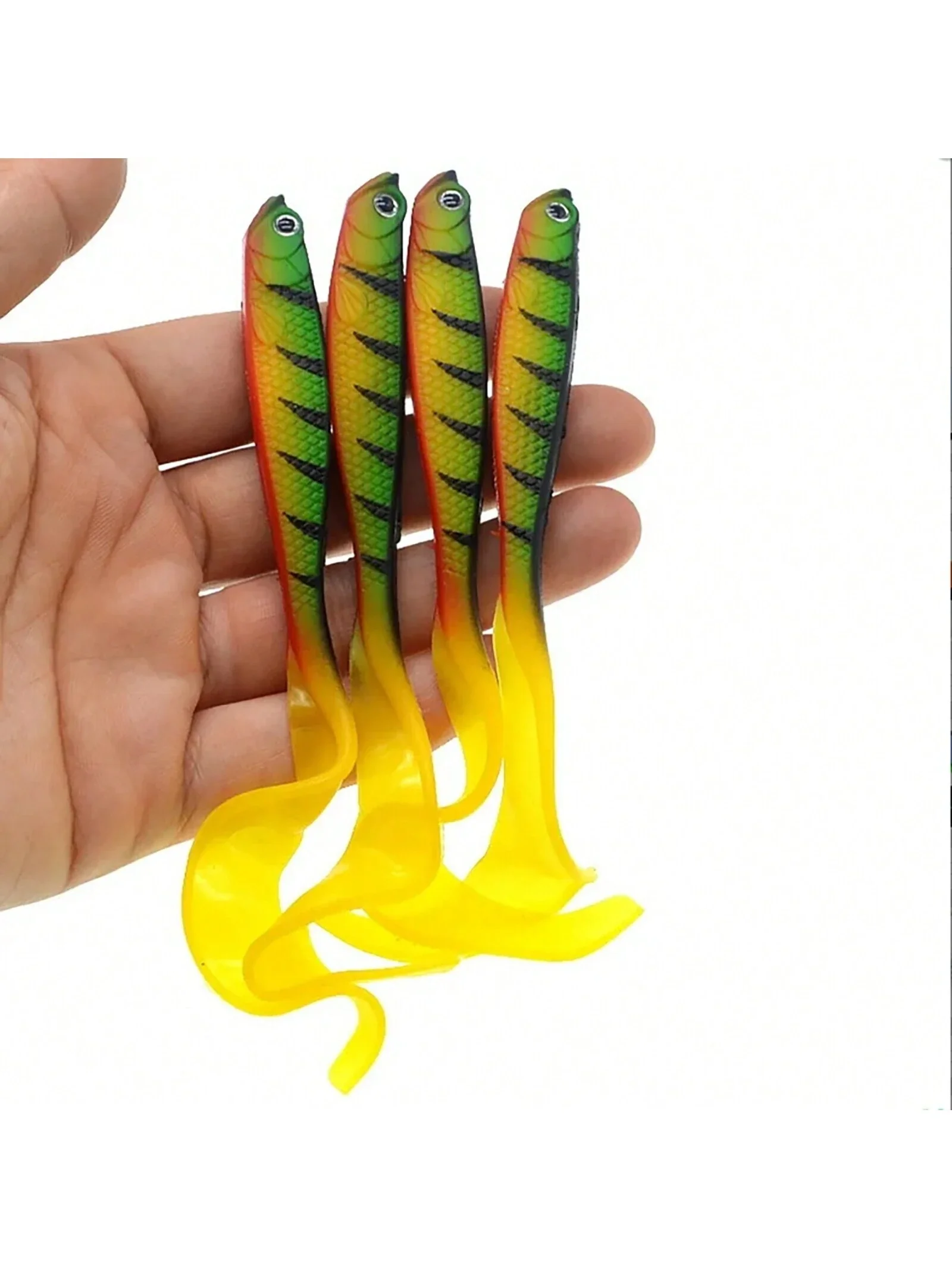 

4pcs 4.92in-0.19oz Artificial Silicone Soft Lures, Life-like Swinging Fishing Bait With/without Hook